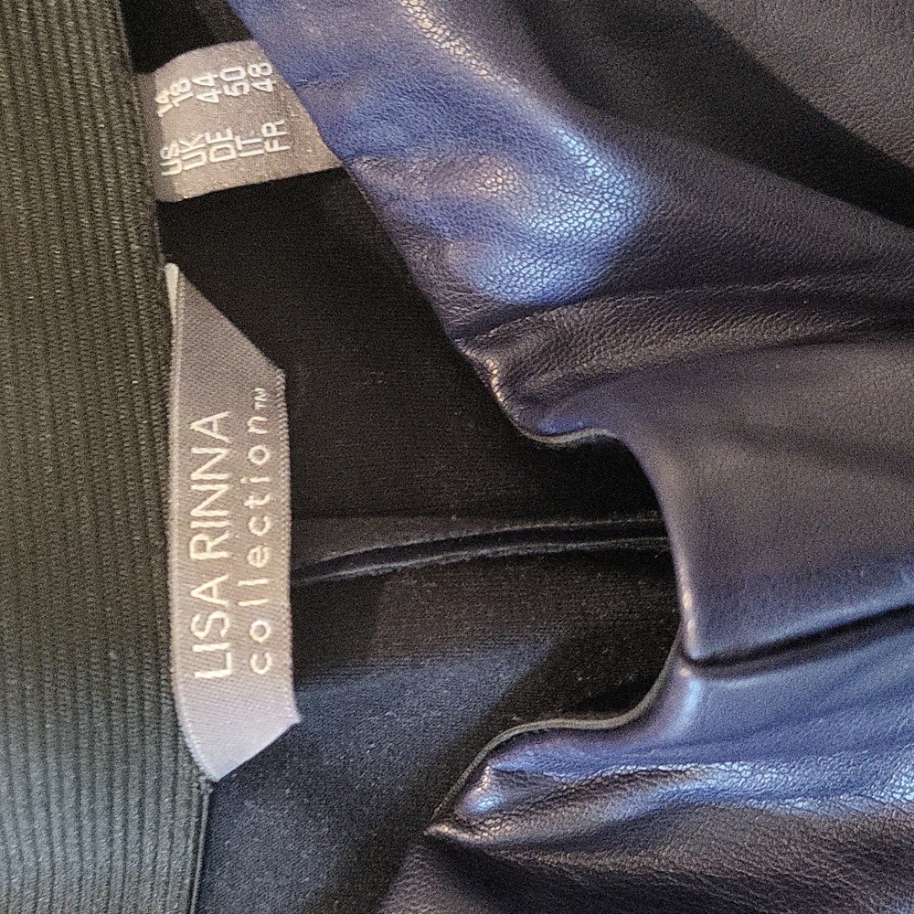 Lisa Rinna Collection Midnight Blue Faux Leather Skinny Pants - Picture 2 of 2